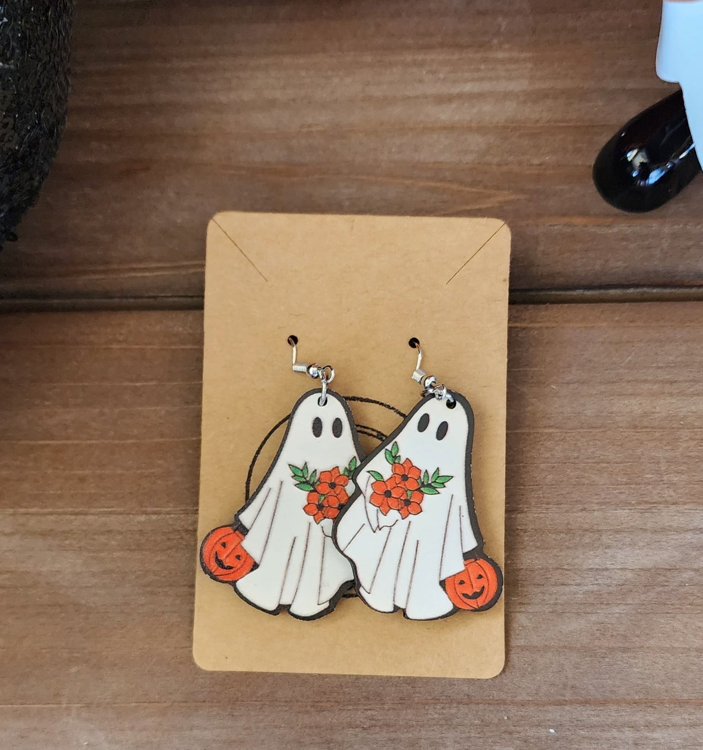 GHOST EARRINGS, WOODEN