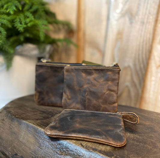 Vintage Plain Leather Coin Pouch