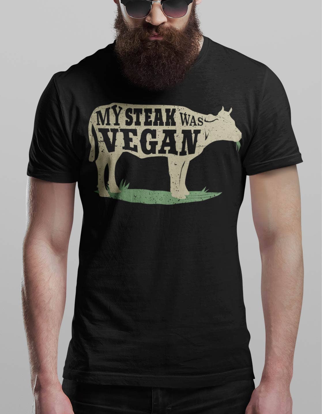 Hunt Hook Eat - My Steak Was Vegan Tee: Xl / heather cardinal
