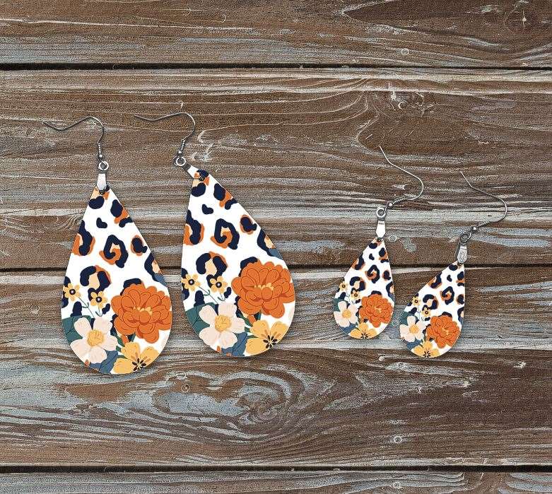 ORANGE COLORFUL LEOPARD EARRINGS