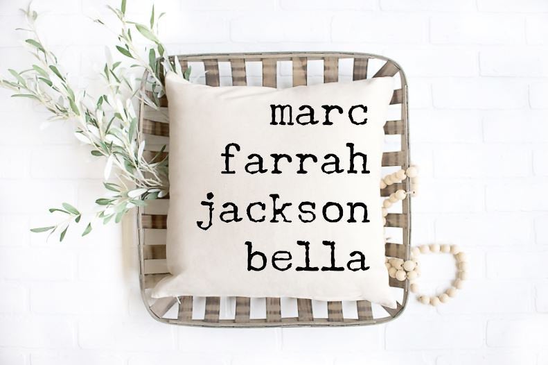 Family name pillow cover