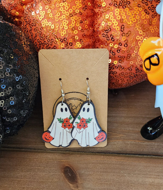 WOODEN GHOST EARRINGS