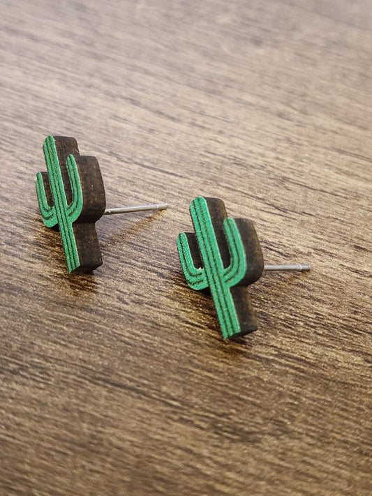 Saguaro Earrings Wooden