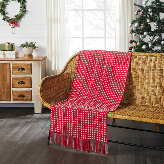 Gallen Red White Woven Throw 50x60