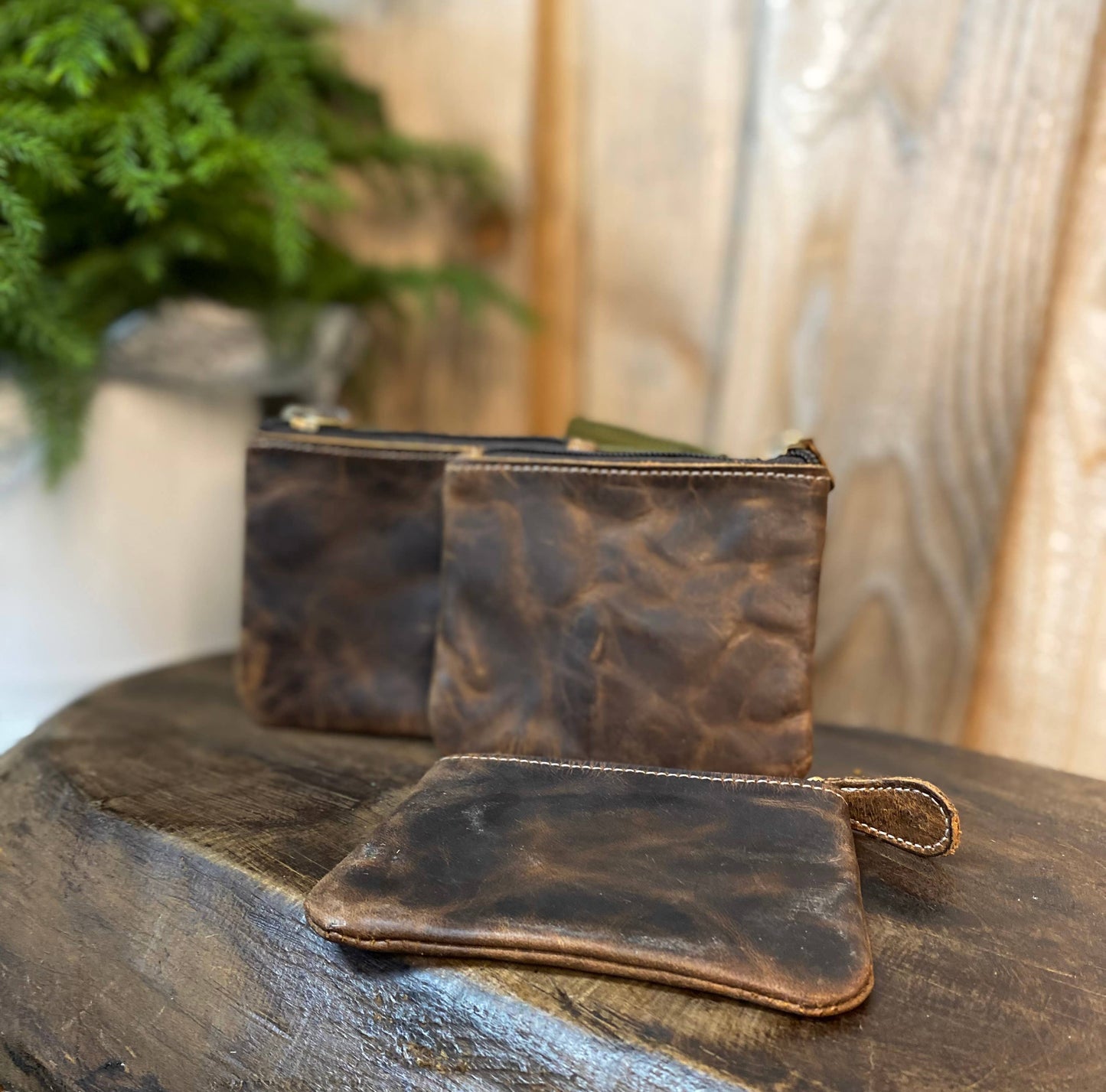 Vintage Plain Leather Coin Pouch   