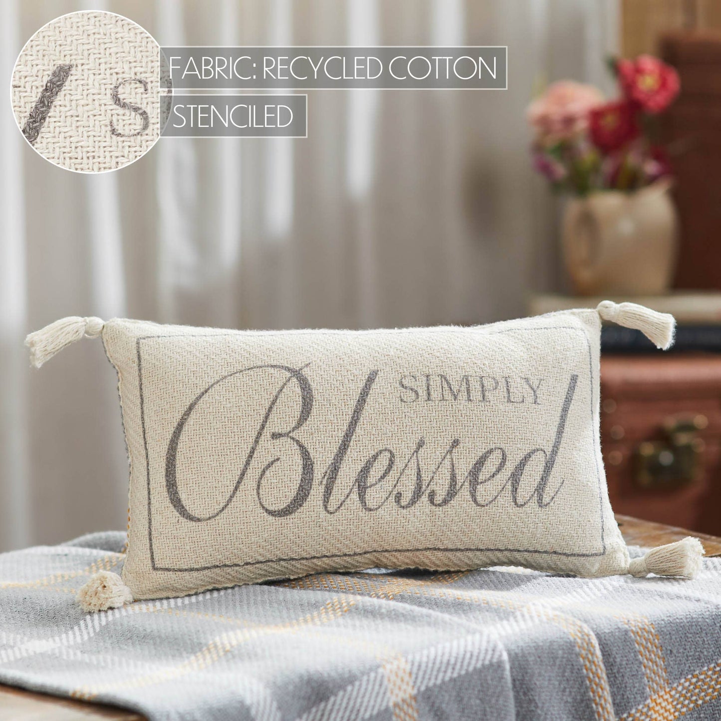 Simply Blessed Woven Pillow 7x13