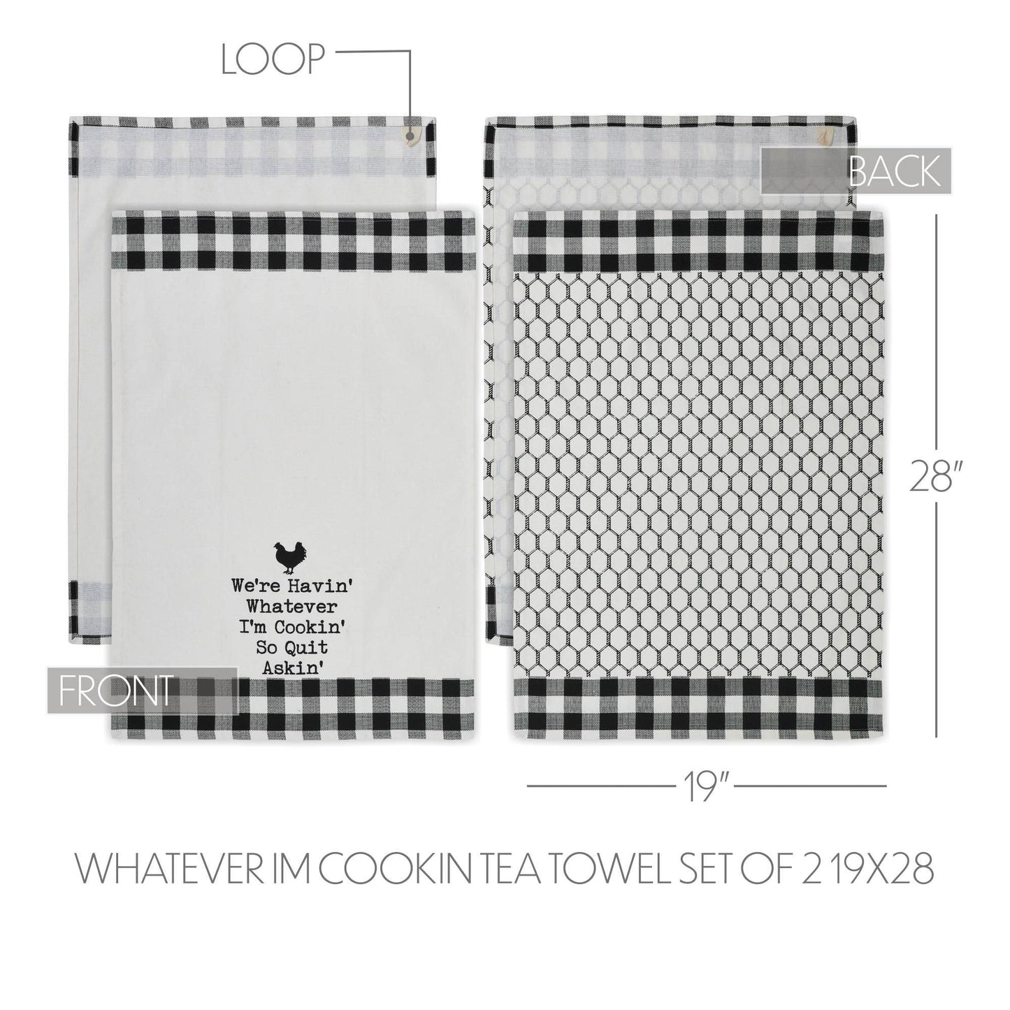 Down Home Whatever I'm Cookin Tea Towel Set of 2 19x28