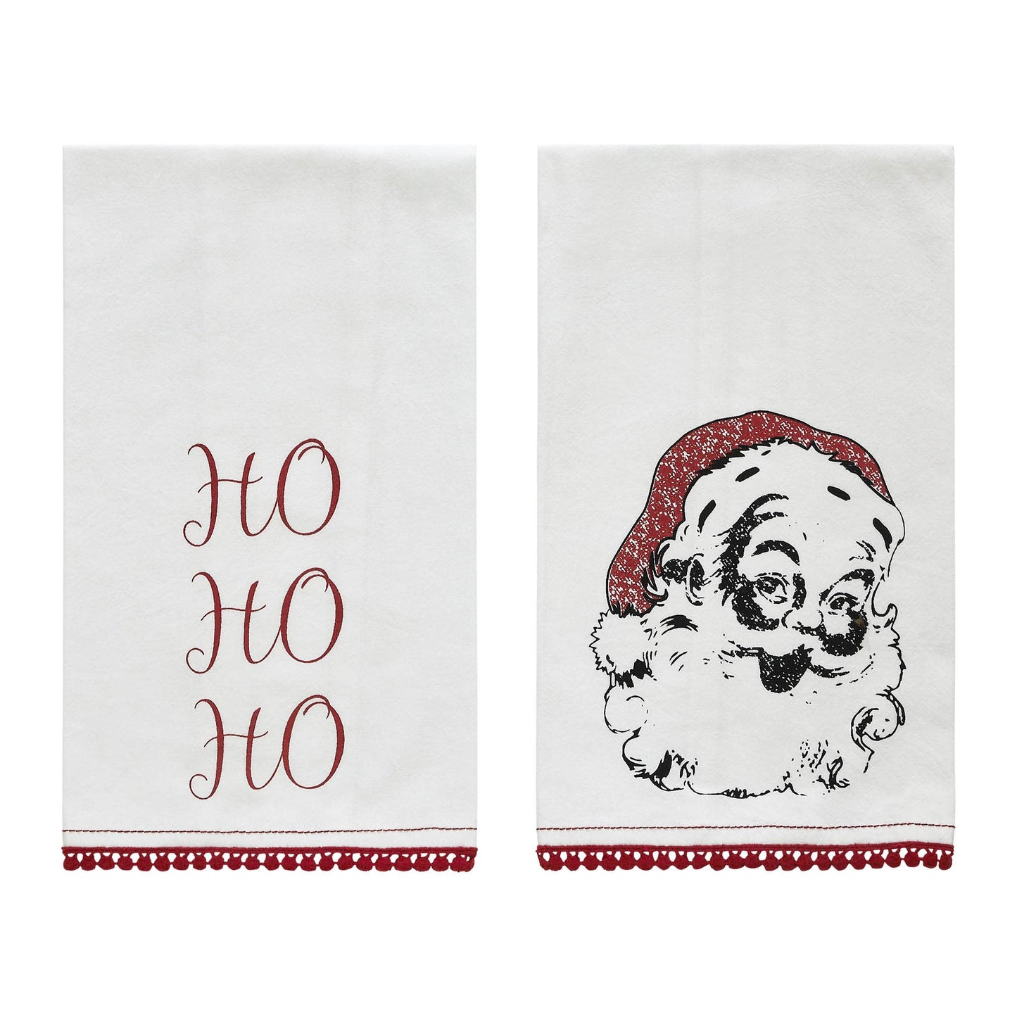 Kringle Chenille Ho Ho Ho White Muslin Tea Towel