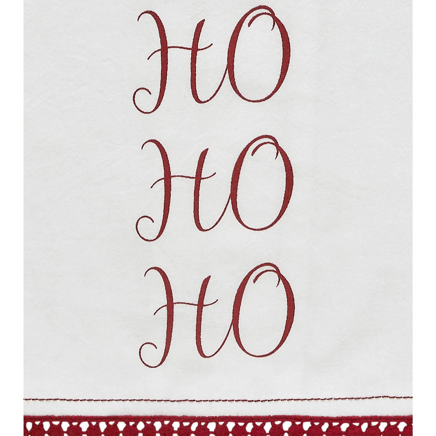 Kringle Chenille Ho Ho Ho White Muslin Tea Towel