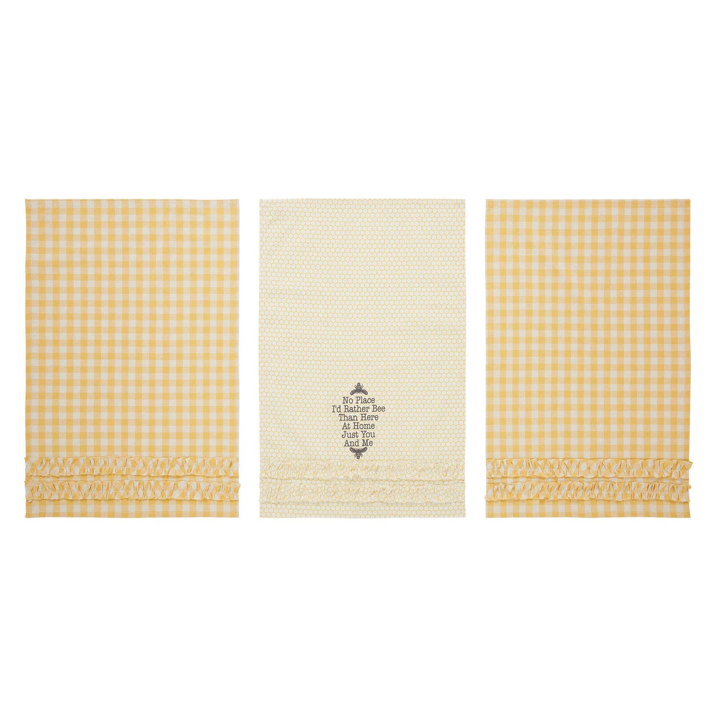 Buzzy Bees Ruffled Tea Towel Set of 3 19x28