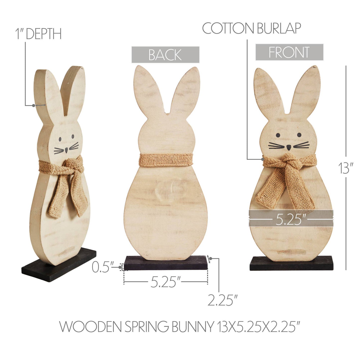 Wooden Spring Bunny 13x5.25x2.25