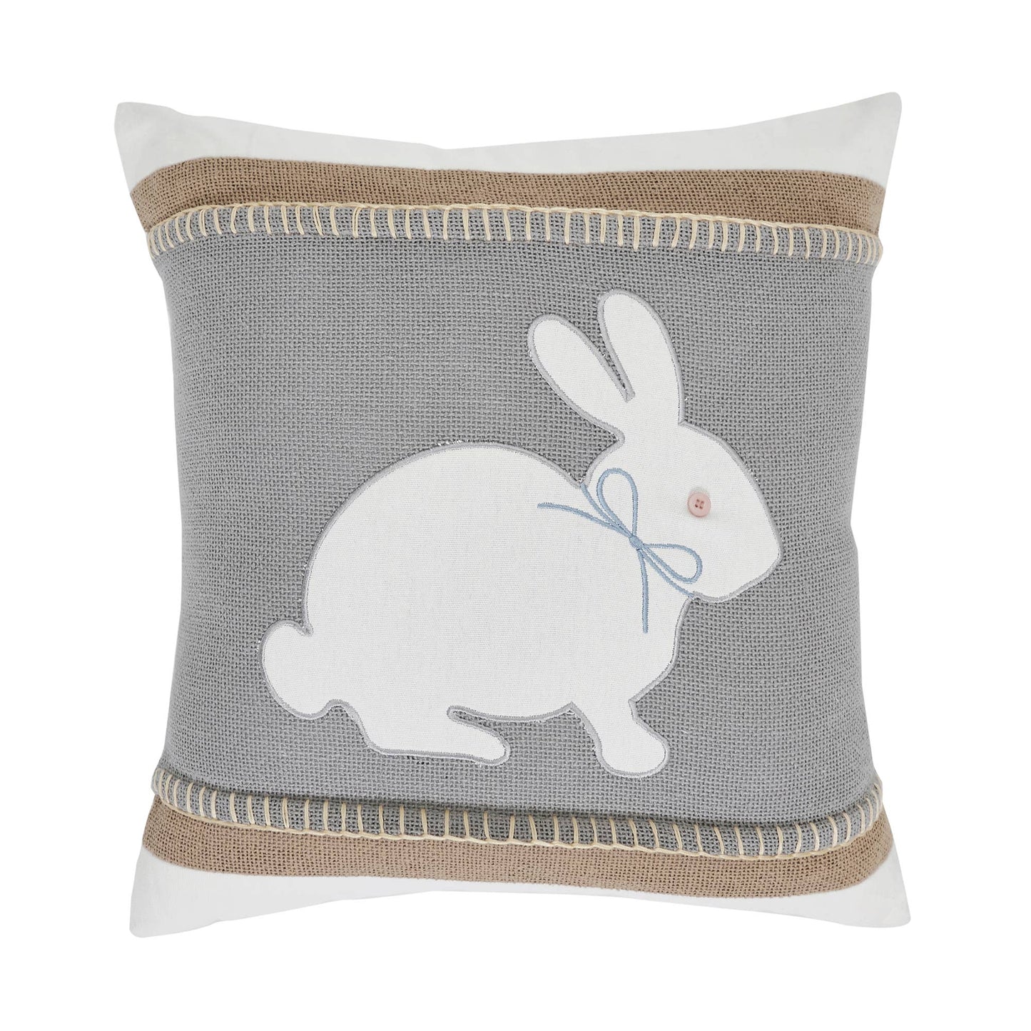 Burlap Applique Bunny Pillow 18x18