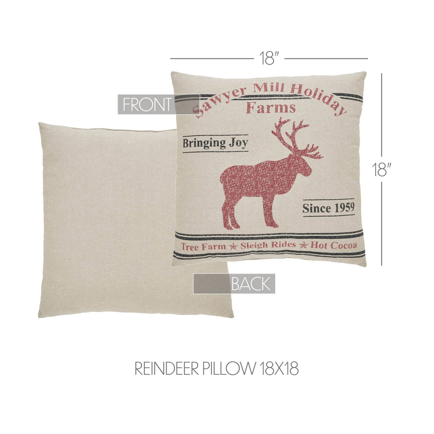 Sawyer Mill Reindeer Pillow 18x18