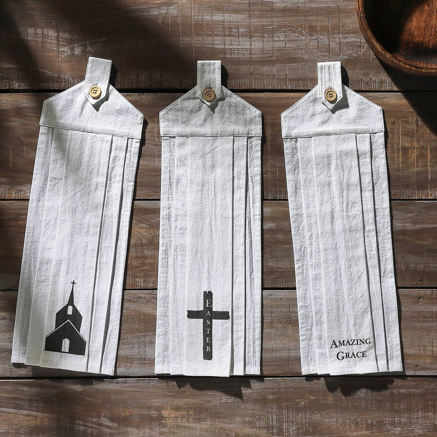 Risen Button Loop Tea Towel Set of 3