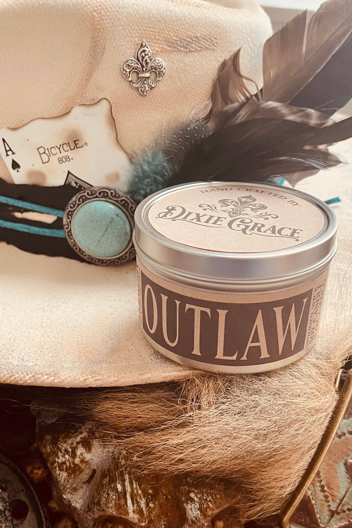 Outlaw - 8 oz Candle Tin - Wooden Wick