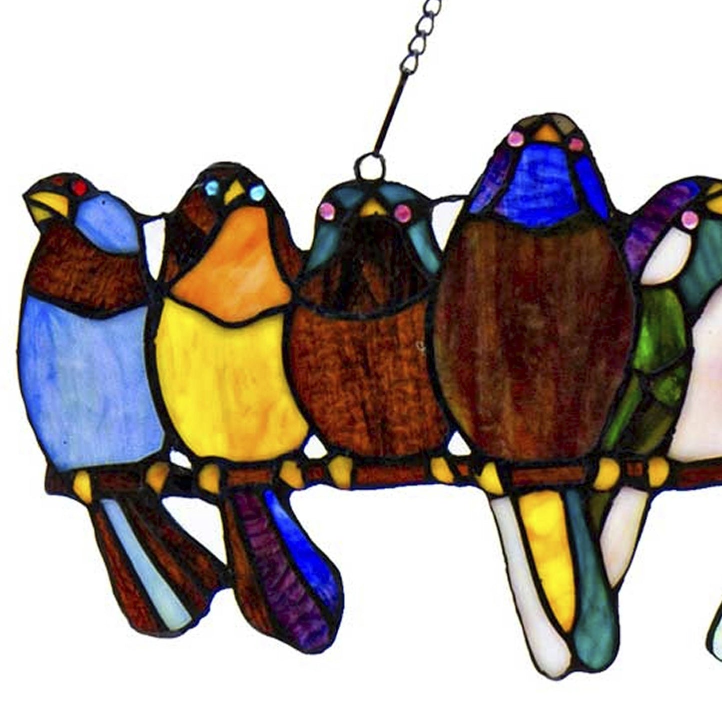 9.5"H Marisol Multicolor Birds Stained Glass Window Panel