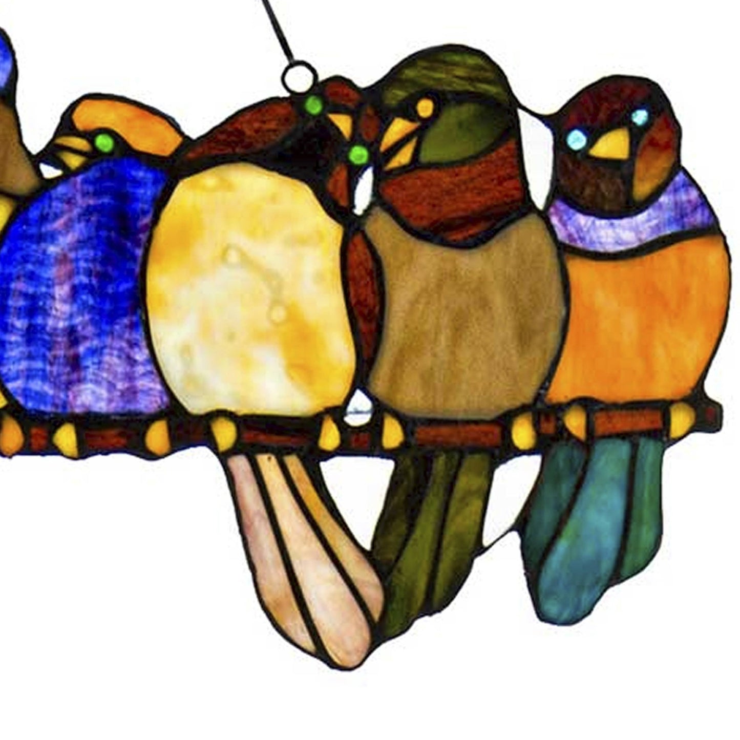 9.5"H Marisol Multicolor Birds Stained Glass Window Panel