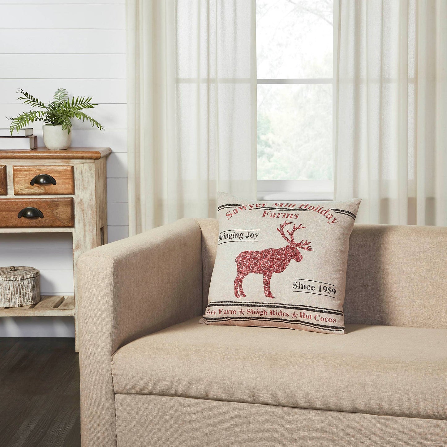 Sawyer Mill Reindeer Pillow 18x18