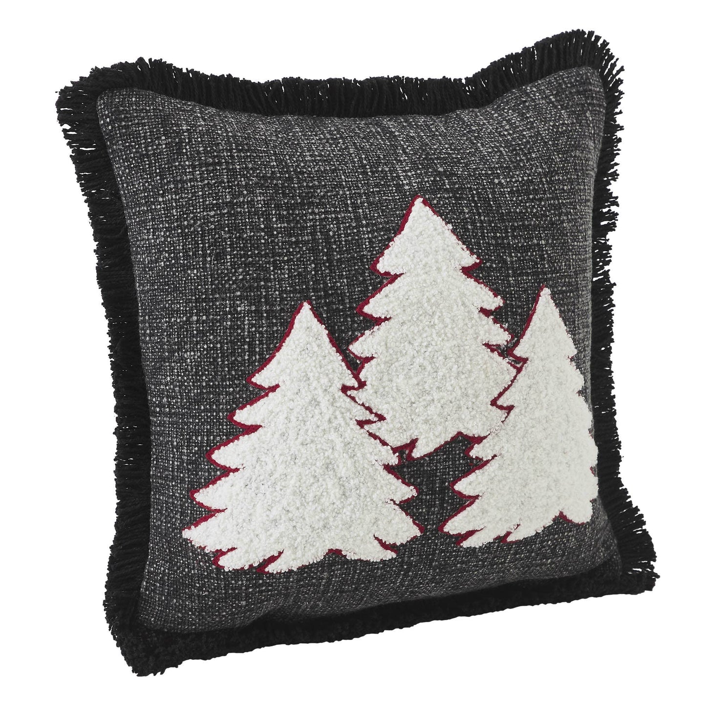 3 Christmas Trees Black Woven Pillow 12x12