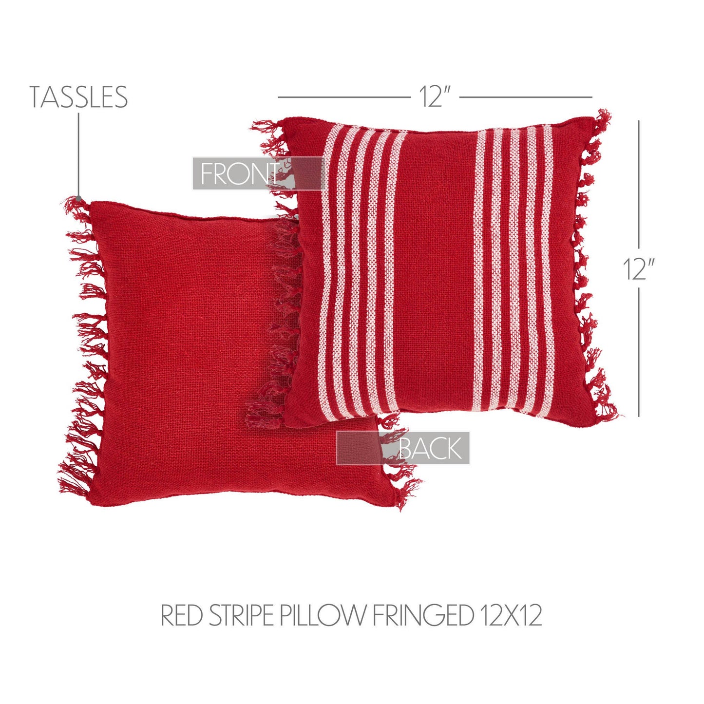 Arendal Red Stripe Pillow Fringed