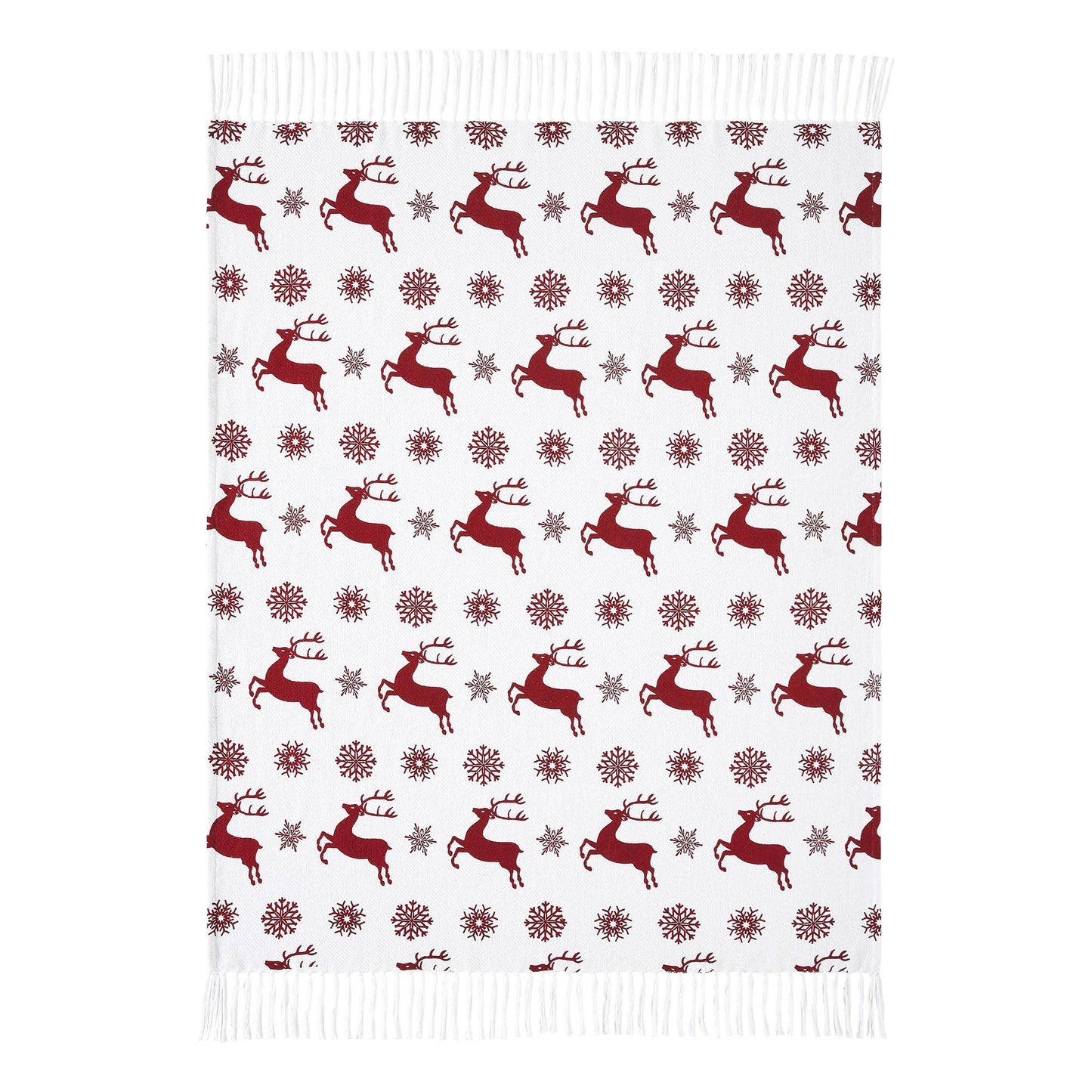 Scandia Snowflake Red White Woven Throw 50x60