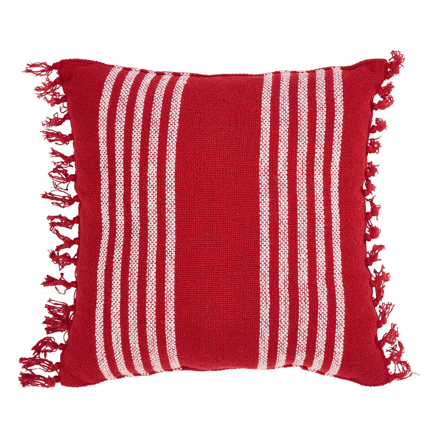 Arendal Red Stripe Pillow Fringed