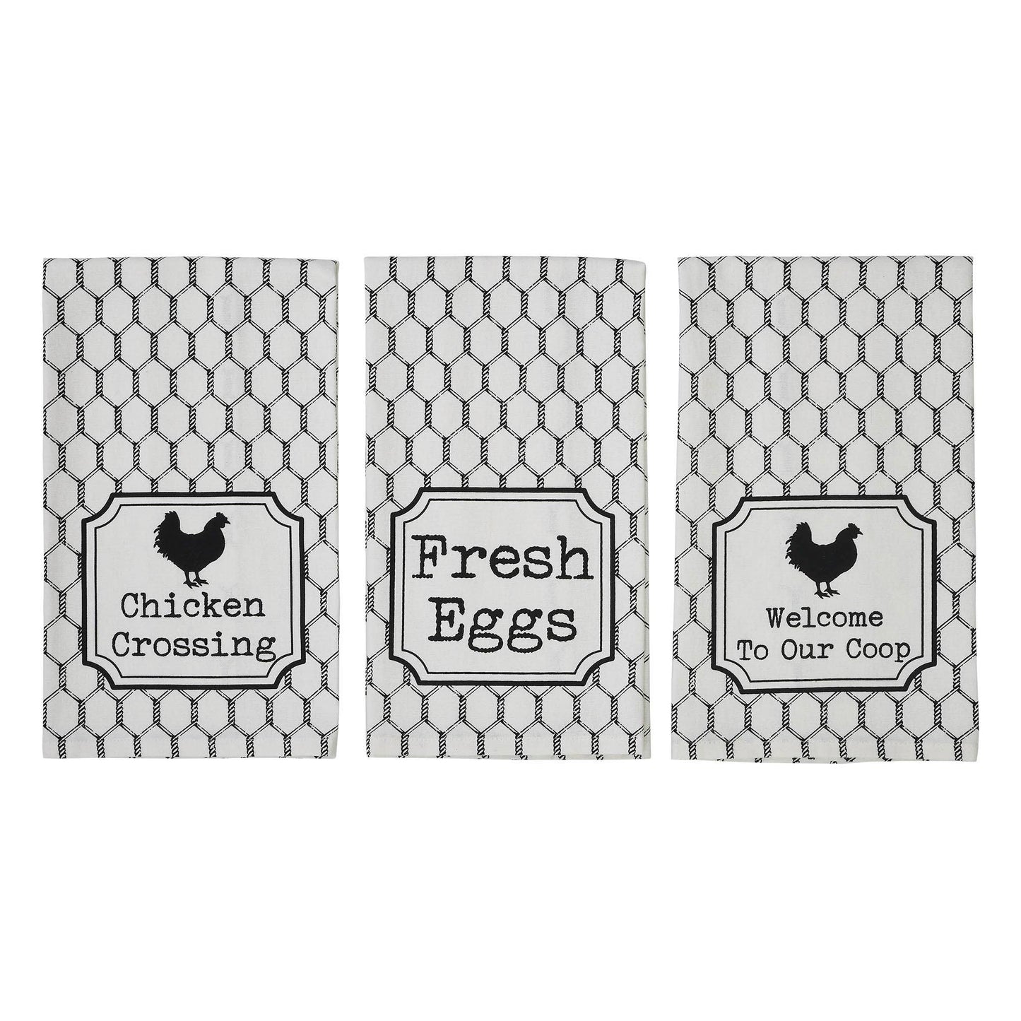 Down Home Chicken Crossing Tea Towel Set of 3 19x28