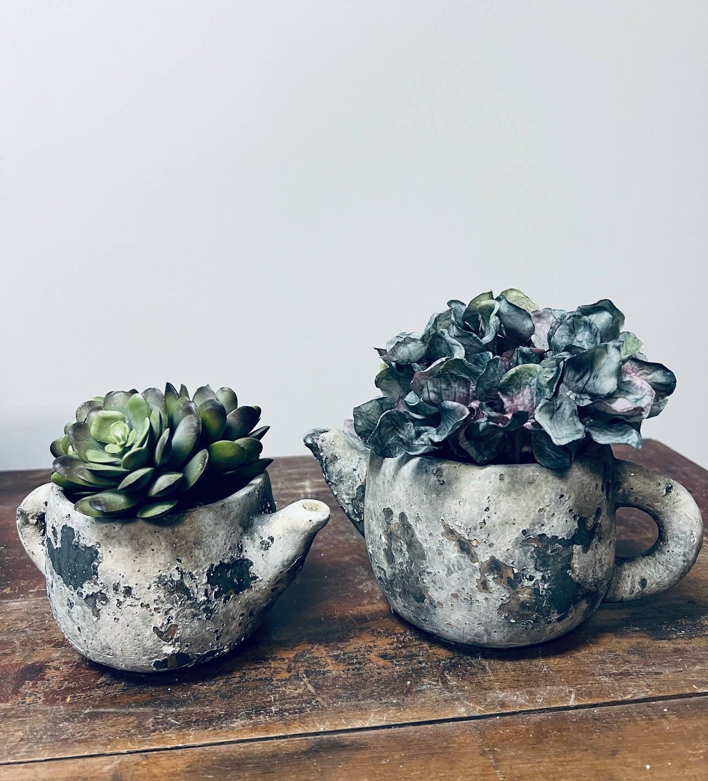 Cement Rustic Teapot Succulent Planter - Medium
