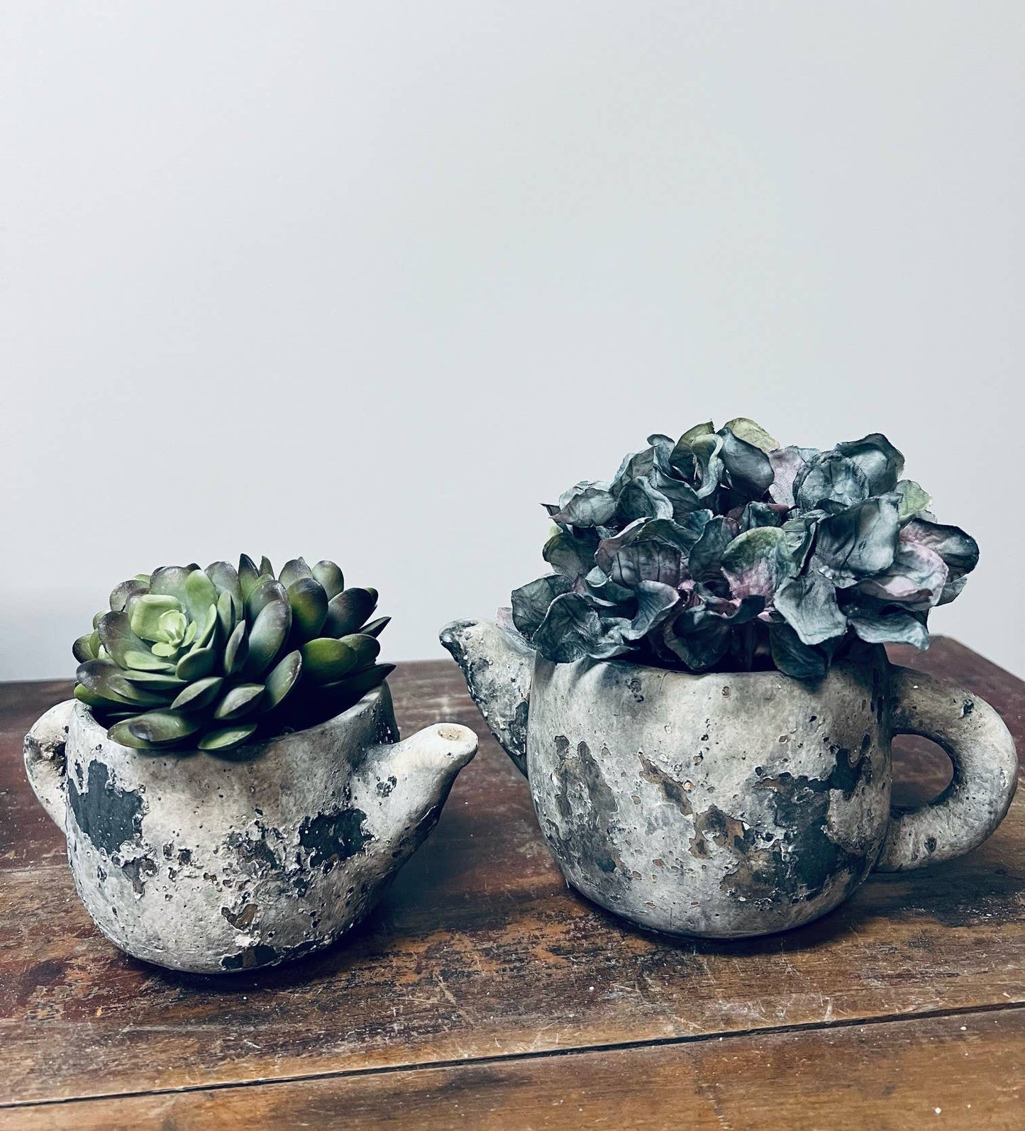 Cement Rustic Teapot Succulent Planter: Small