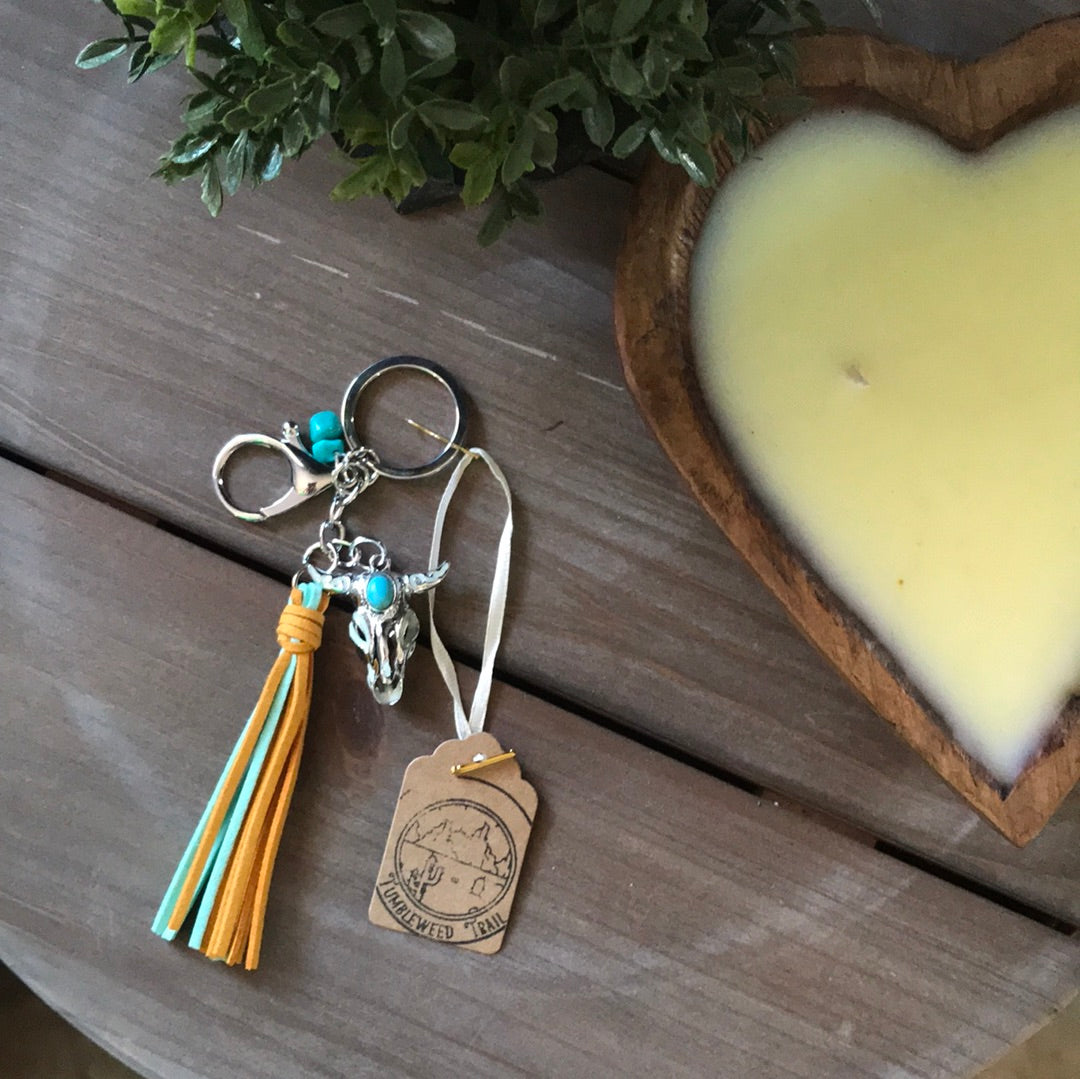 yellow and teal keychain