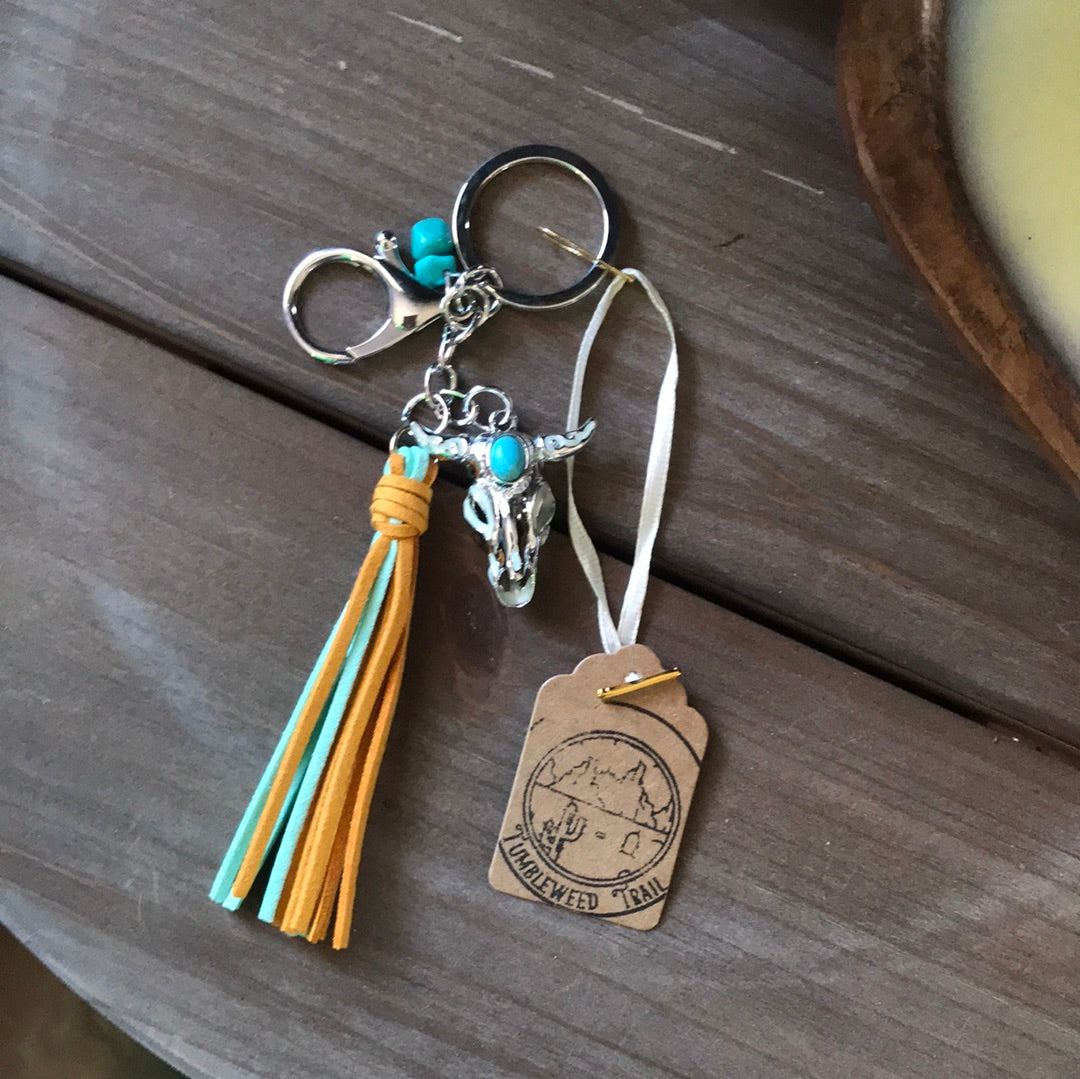 Yellow and teal keychain