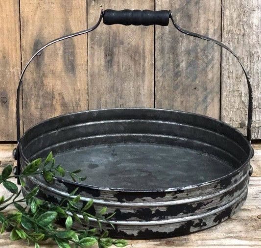 Black Distressed Tray w/Handle