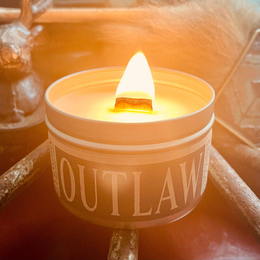 Outlaw - 8 oz Candle Tin - Wooden Wick