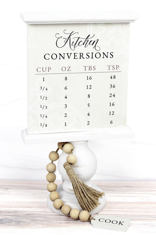 11 X 6.25 KITCHEN CONVERSIONS WOOD TABLETOP PEDESTAL SIGN