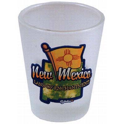 New Mexico Shotglass Frosted Map & Flag