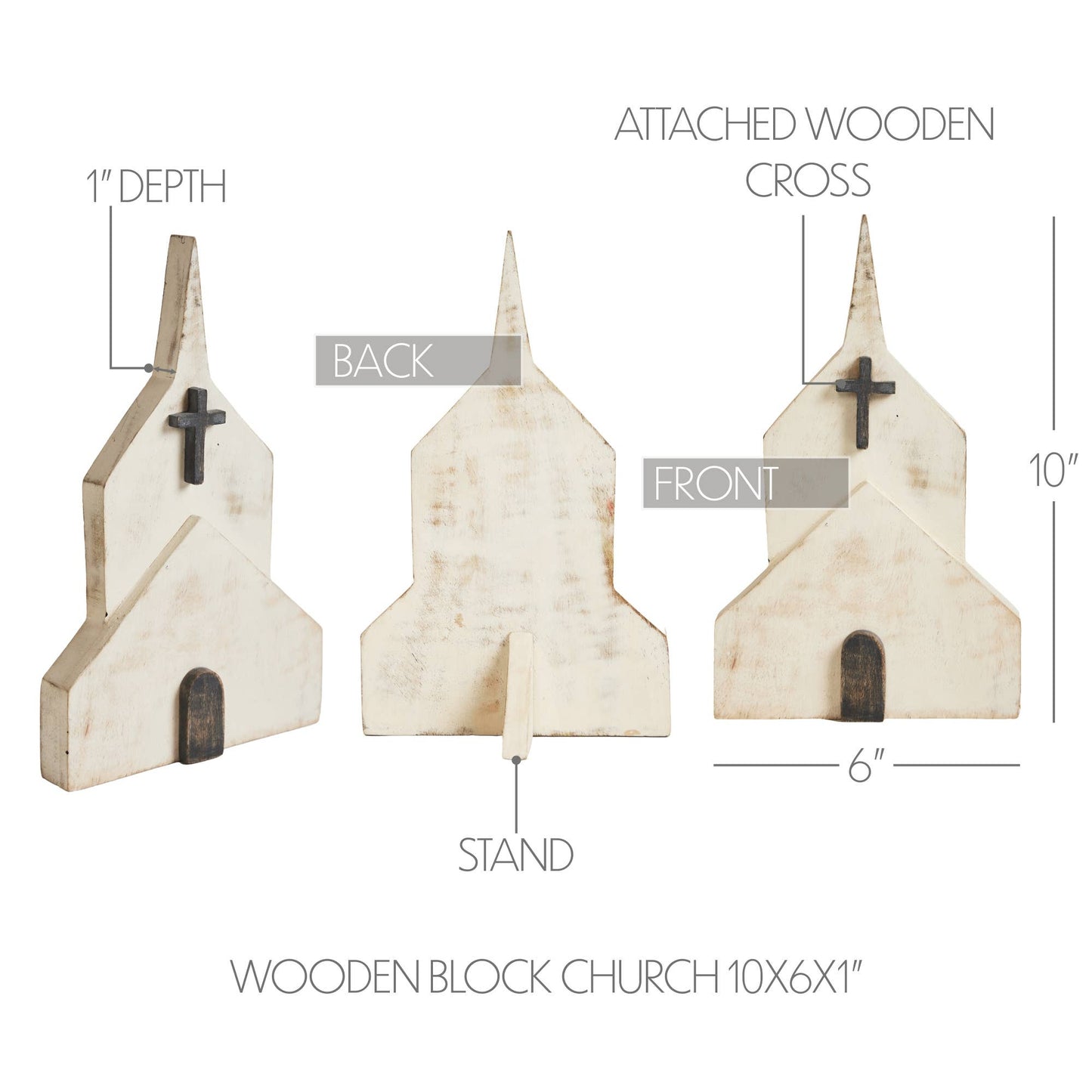 Wooden Block Church 10x6x1