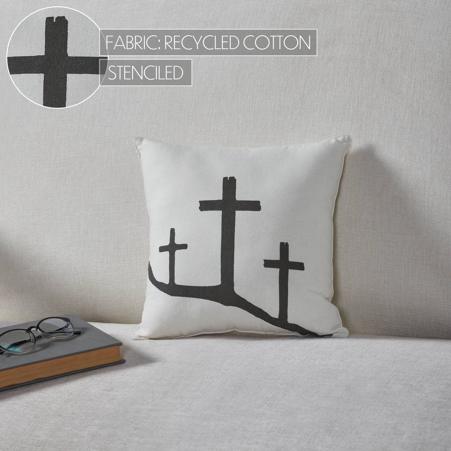 Risen 3 Crosses Pillow 12x12