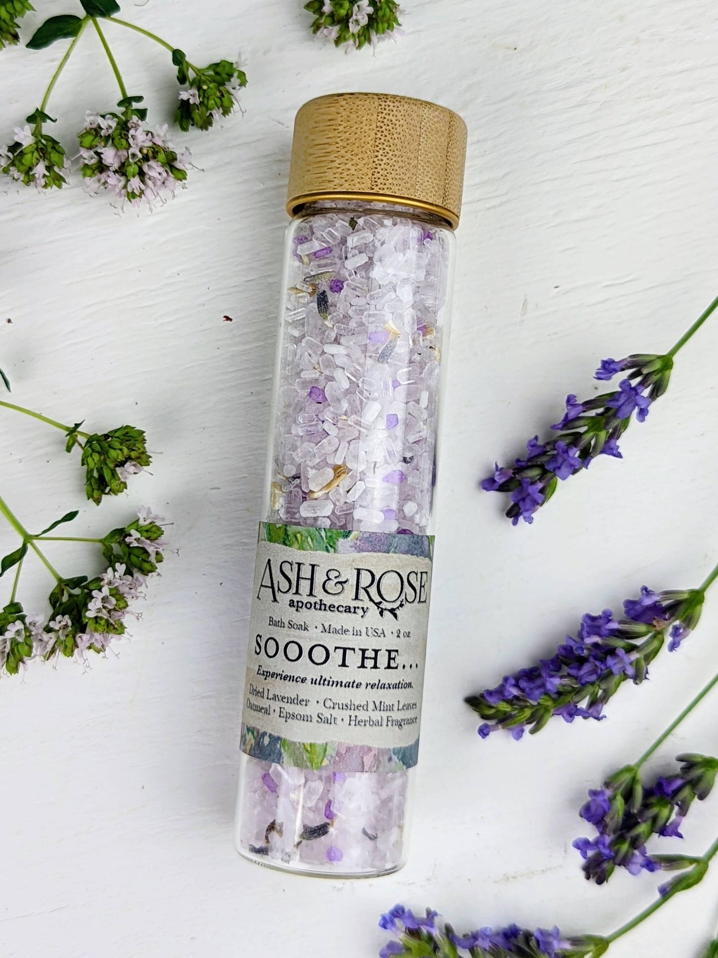 Soothe Lavender Mint Epsom Salt Oatmeal Bath Soak Vial Tube