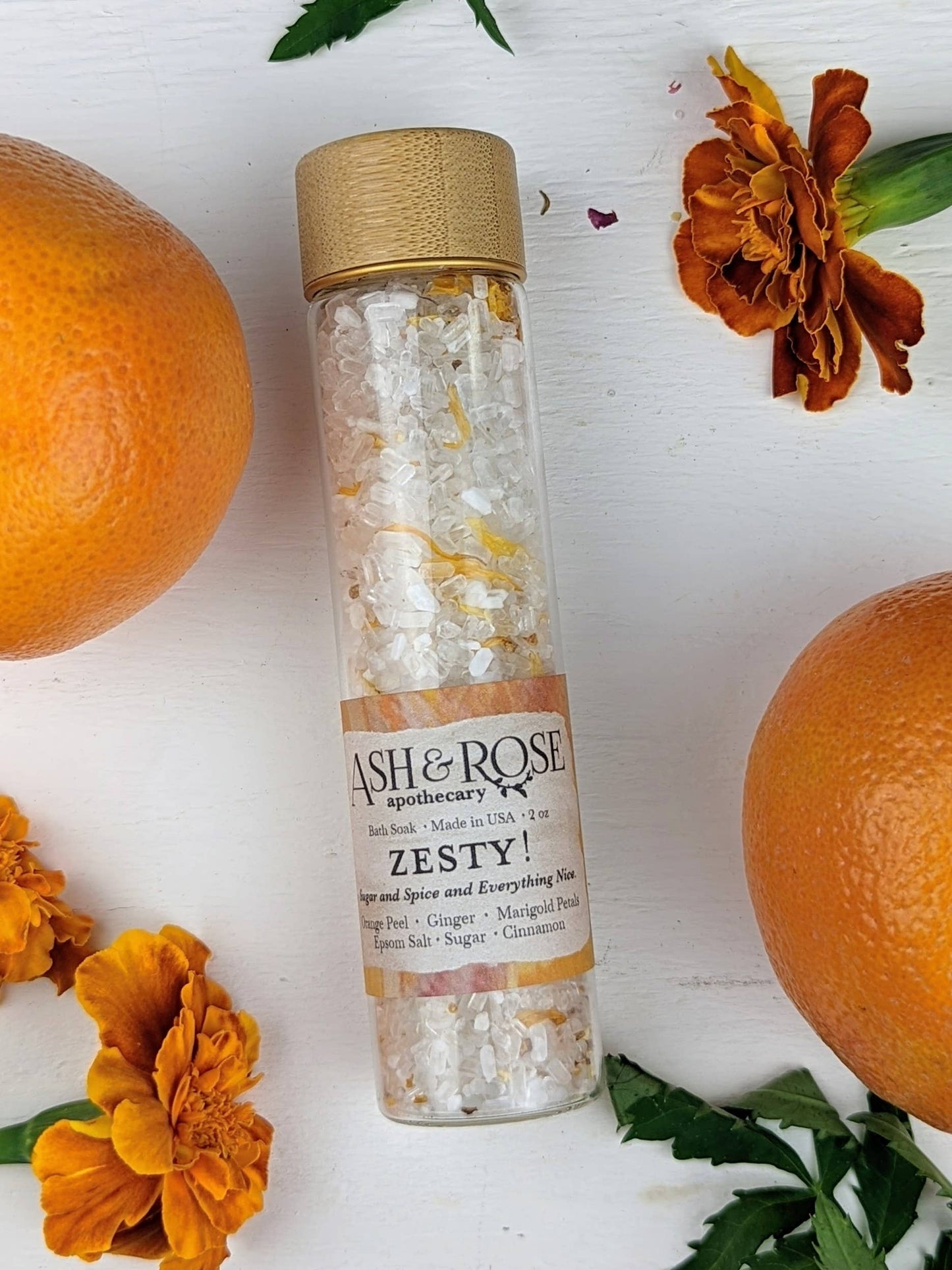 Zesty Epsom Salt Orange Ginger Marigold Test Tube Bath Soak