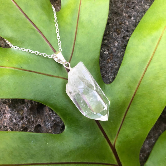 clear crystal quartz necklace