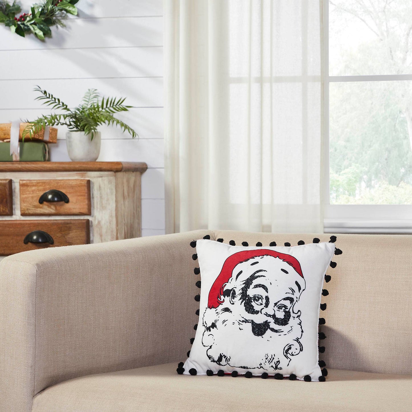 Check Vintage Santa Pillow 12x12