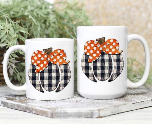 Bow pumpkin mugs