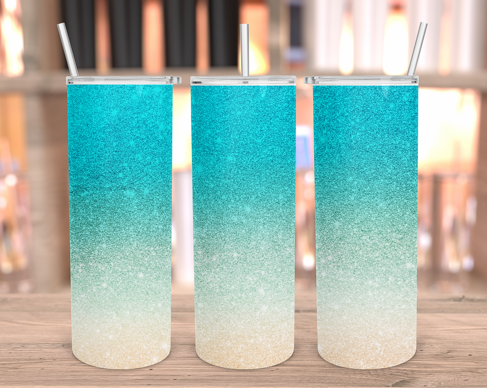 Ombre glitter printed tumbler