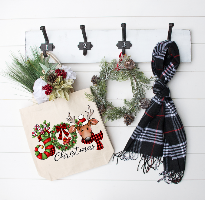 JOY TEINDEER CHRISTMAS TOTE