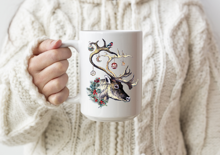 REINDEER CHRISTMAS MUG