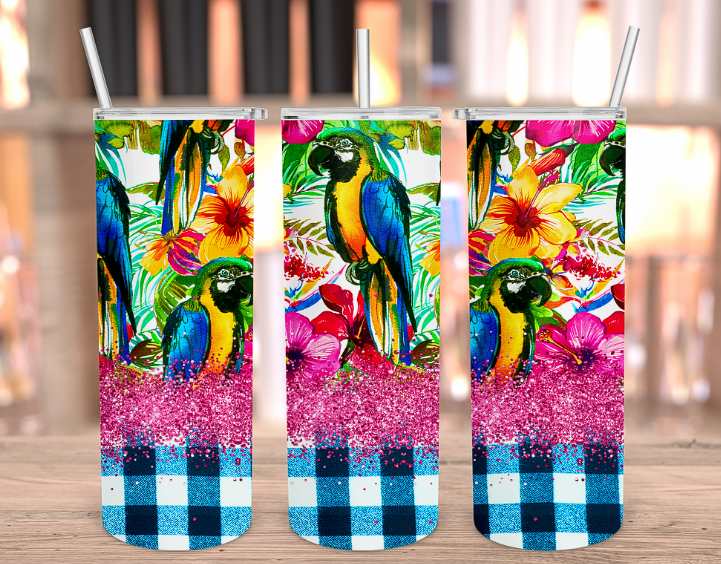 FLORAL PARROT TUMBLER