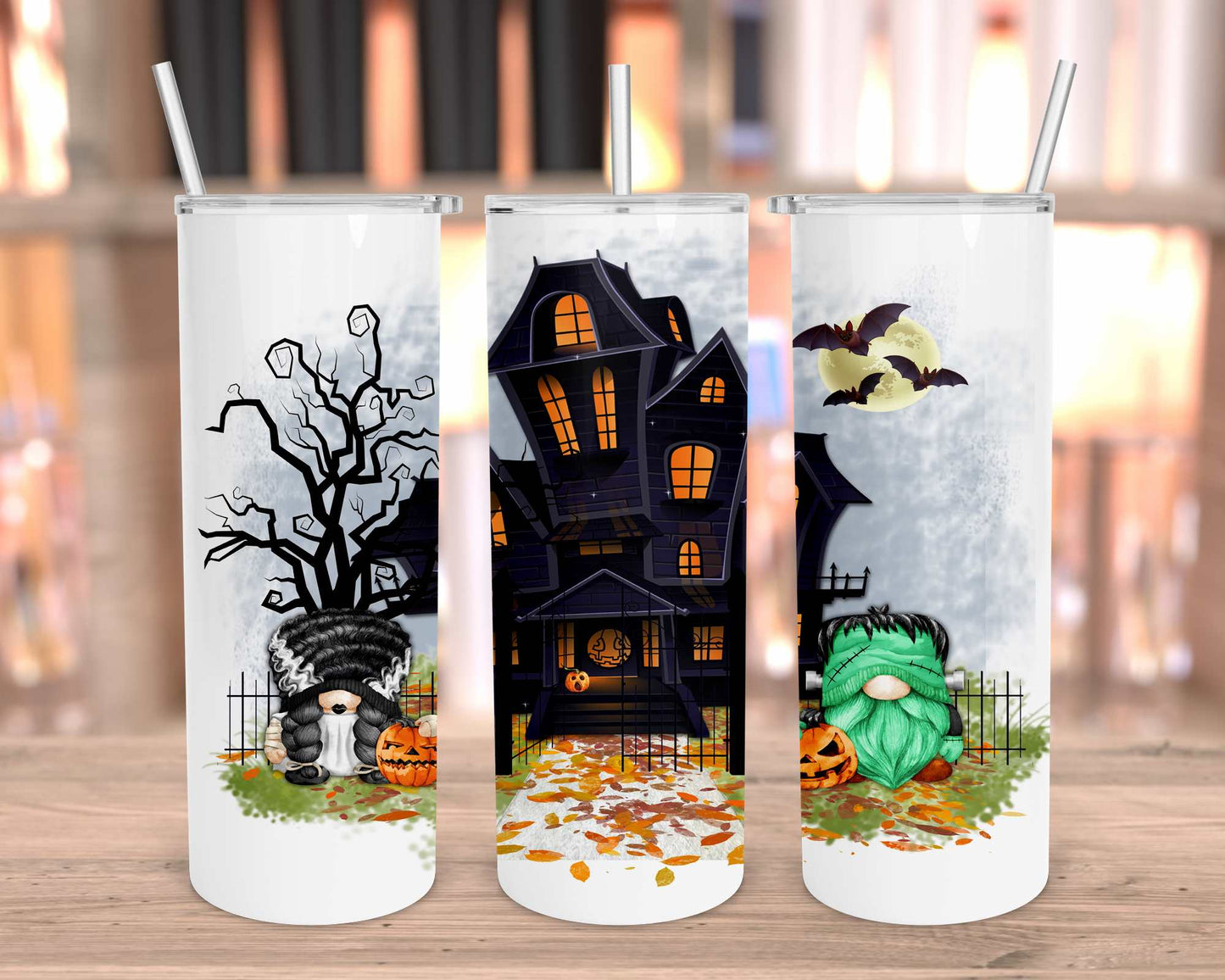 GNOME FRANKENSTEIN HALLOWEEN TUMBLER