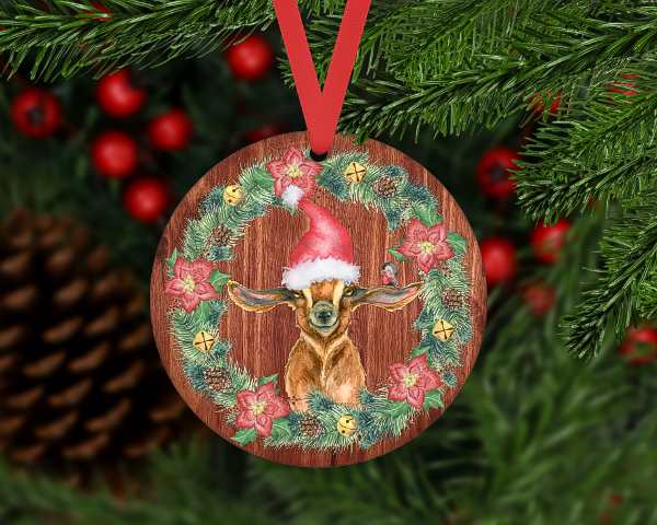 GOAT CHRISTMAS WREATH ORNAMENT