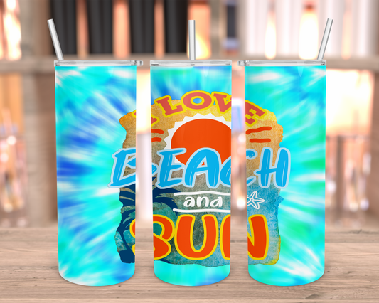 I LOVE THE BEACH AND SUN TUMBLER