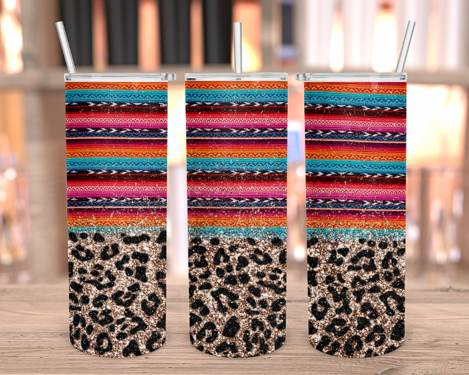 Serape and leopard tumbler